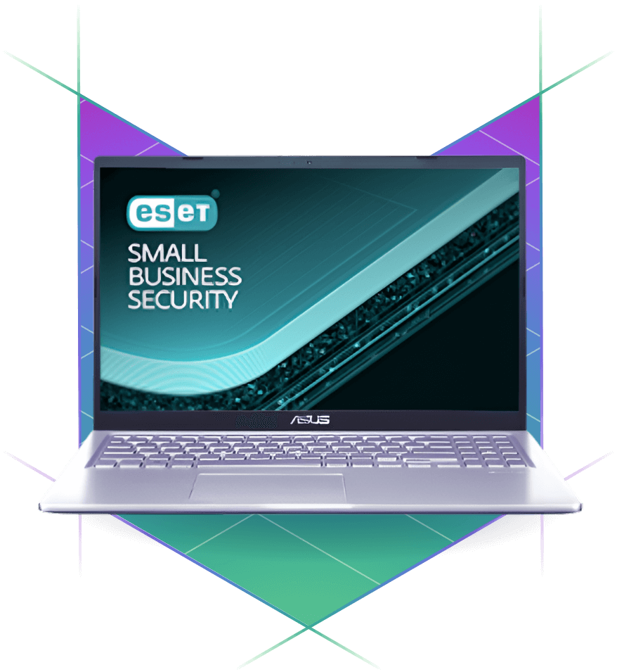 Ordenador portátil con software de seguridad eset empresarial instalado, representando soluciones avanzadas de protección digital para empresas.